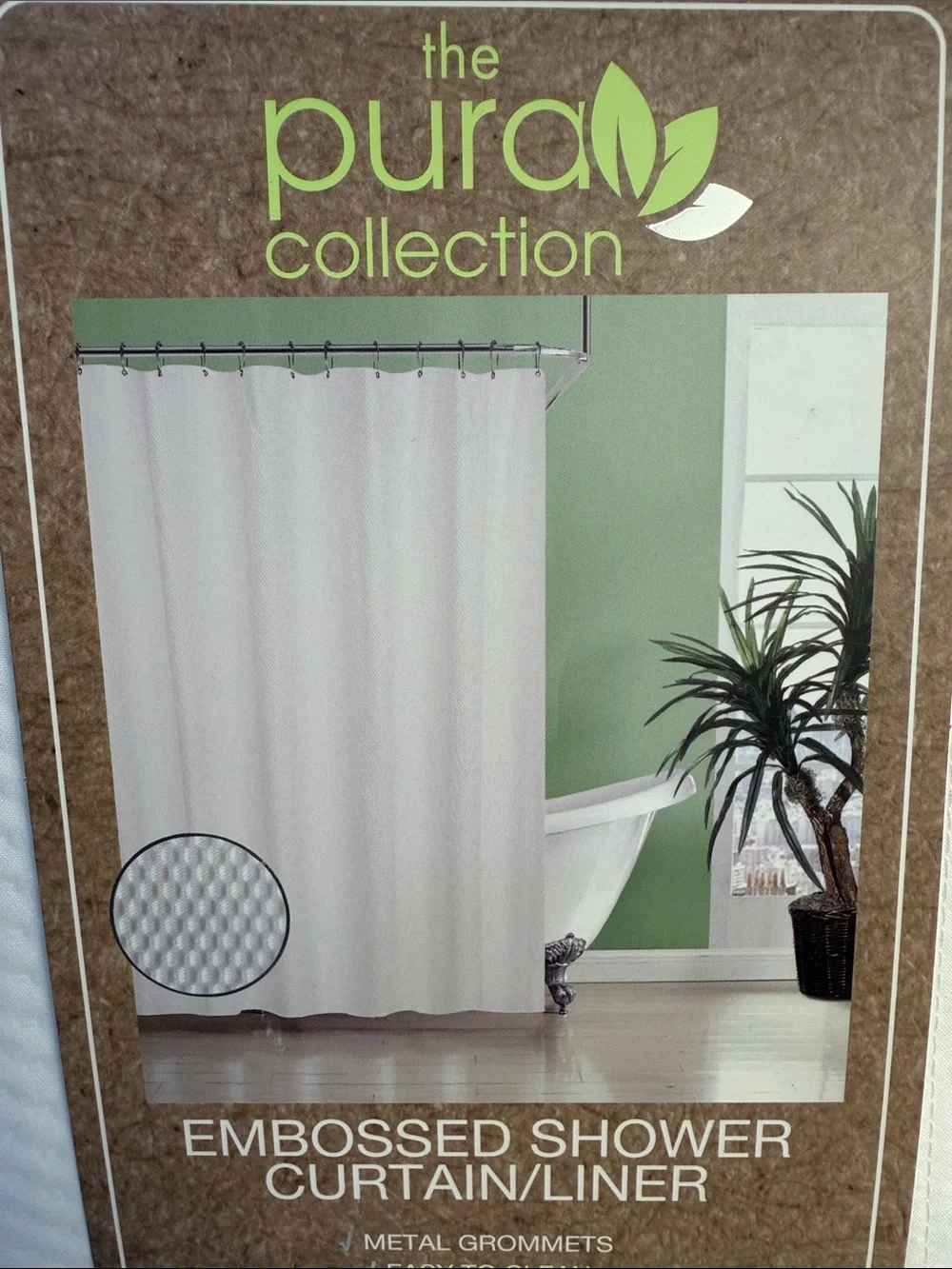 The Pura Collection Embossed White Shower Curtain Liner